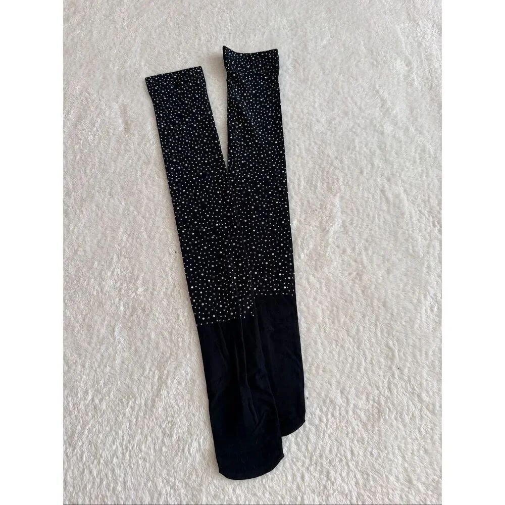 NWOT Black Rhinestone Knee-High Socks - Picture 2 of 3